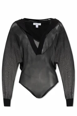 Alaïa CZARNY Transparentne body z kapturem