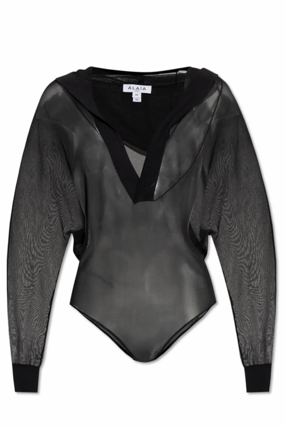 Alaïa CZARNY Transparentne body z kapturem