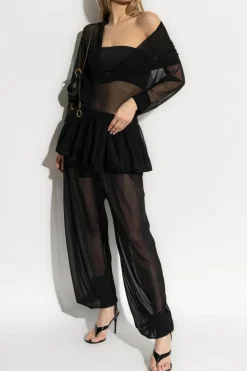 Alaïa CZARNY Transparentne body z kapturem