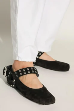 Alaïa CZARNY Zamszowe baleriny `Biker`