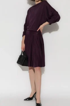 Alaïa FIOLETOWY Lniana sukienka