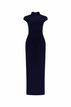 Alaïa GRANATOWY Kaszmirowa sukienka