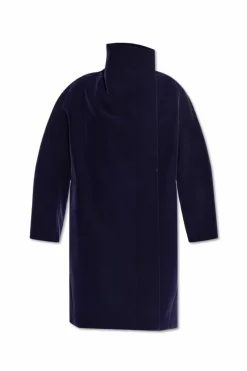 Alaïa GRANATOWY Płaszcz ze stójką