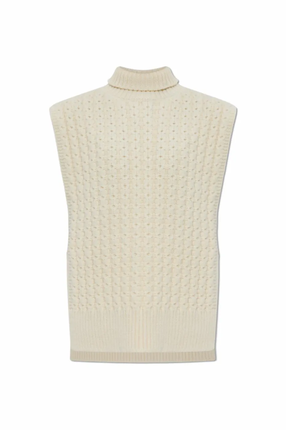 Alaïa kremowy Wełniane poncho z golfem