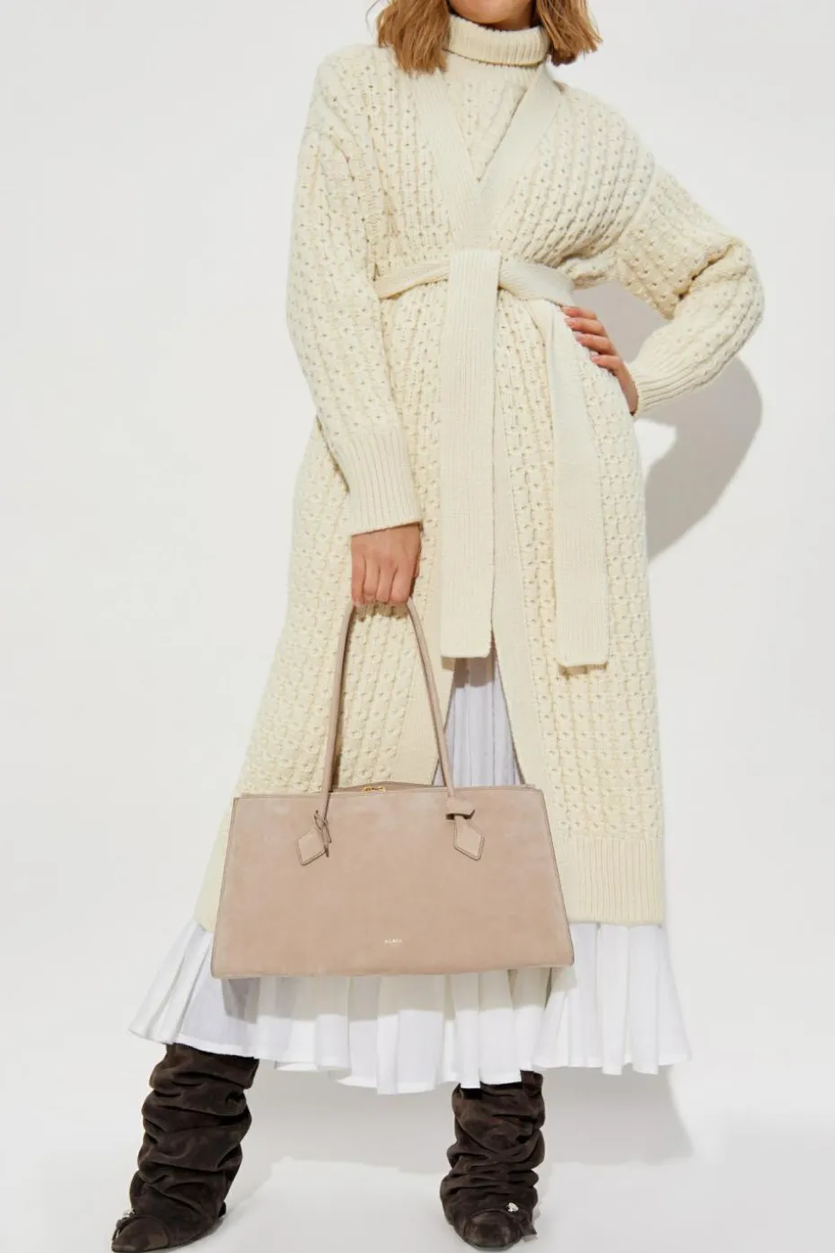 Alaïa kremowy Wełniany kardigan