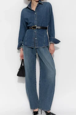 Alaïa NIEBIESKI Jeansowa koszula