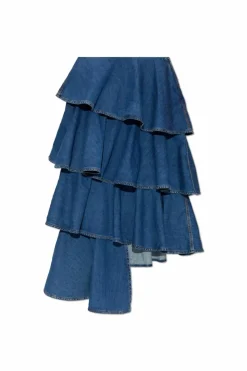 Alaïa NIEBIESKI Jeansowa spódnica z falbanami