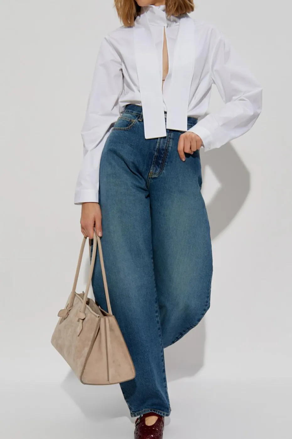 Alaïa NIEBIESKI Jeansy o luźnym kroju