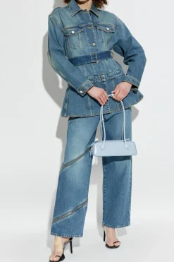 Alaïa NIEBIESKI Jeansy z dekoracyjnym zamkiem