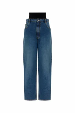 Alaïa NIEBIESKI Jeansy z wysokim stanem