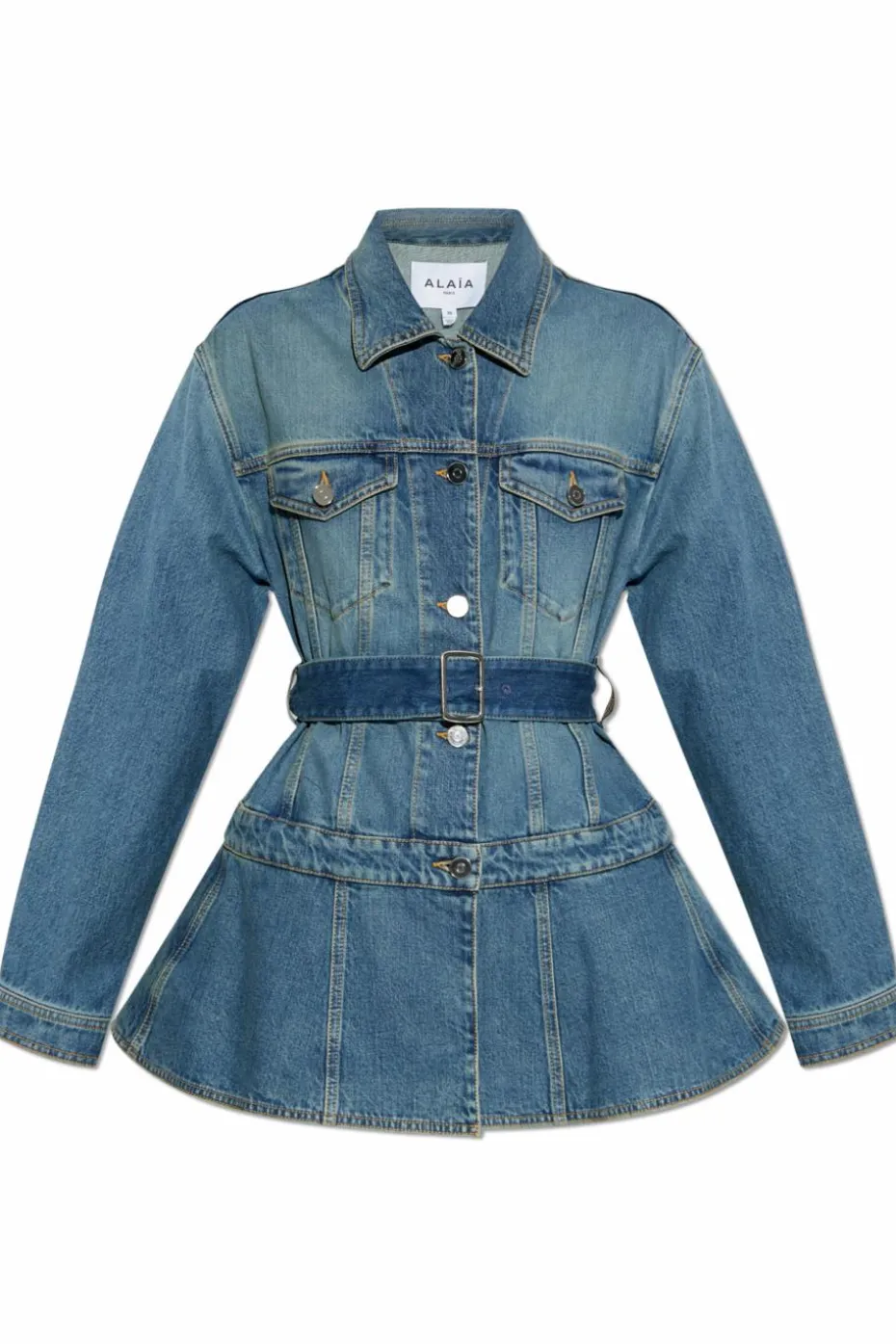 Alaïa NIEBIESKI Kurtka jeansowa z pasem