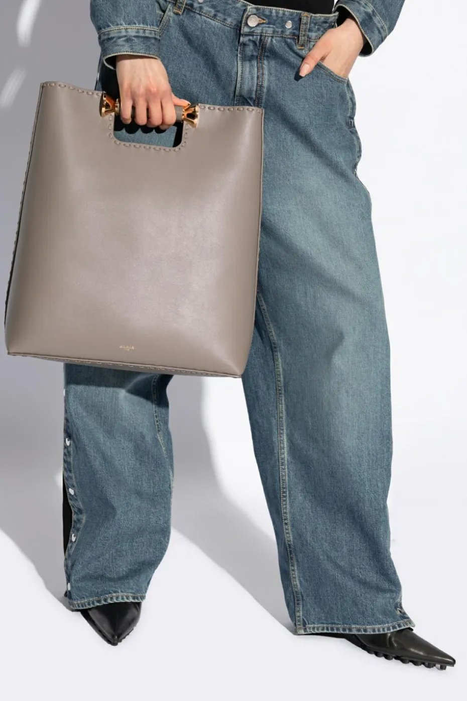 Alaïa SZARY Torba `Bobine` typu `shopper`