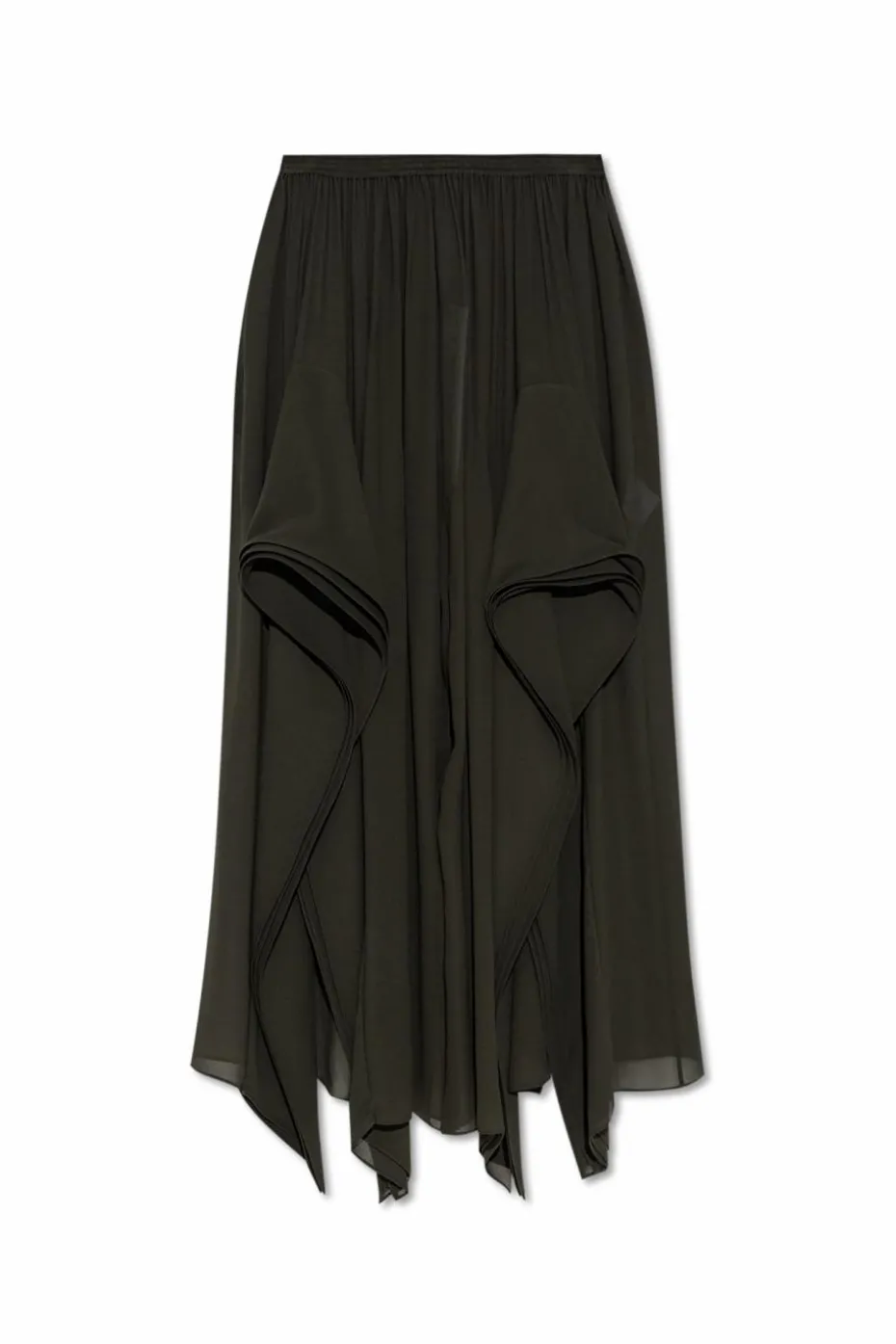 Alaïa ZIELONY Transparentne spodnie z falbanami