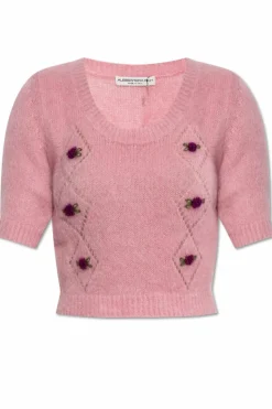 Alessandra Rich RÓŻOWY Krótki sweter