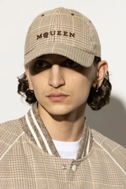 Alexander McQueen beżowy Czapka z daszkiem