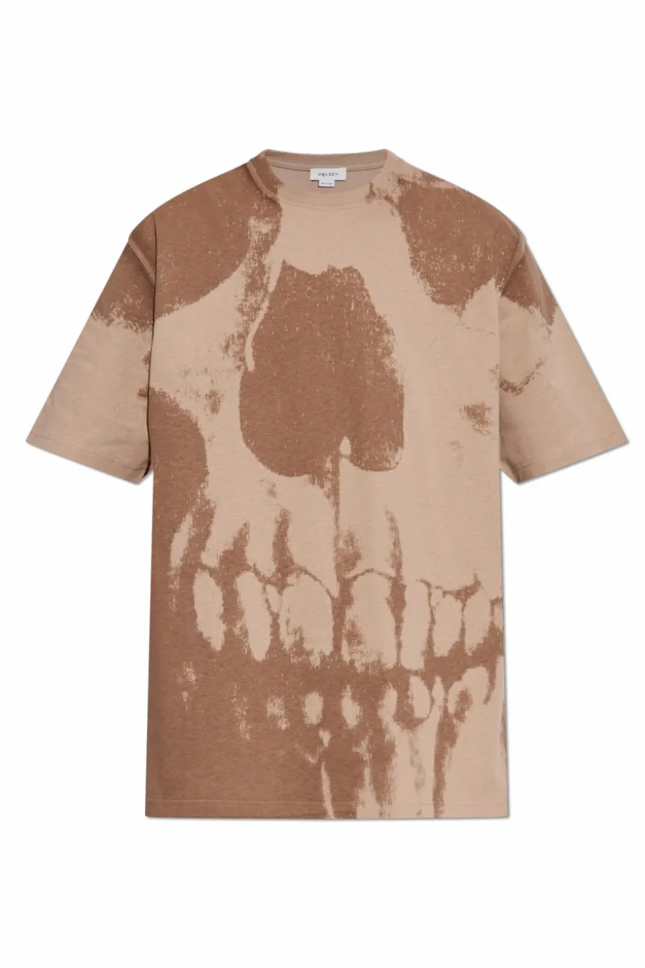 Alexander McQueen beżowy T-shirt z nadrukiem
