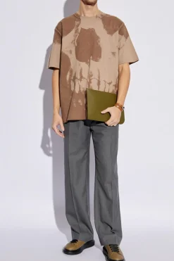 Alexander McQueen beżowy T-shirt z nadrukiem