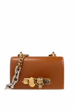 Alexander McQueen BRĄZOWY Torba na ramię ‘Jewelled Satchel Mini’