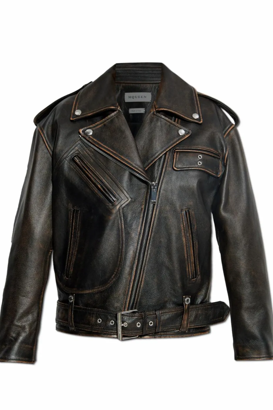 Alexander McQueen BRĄZOWY Kurtka skórzana