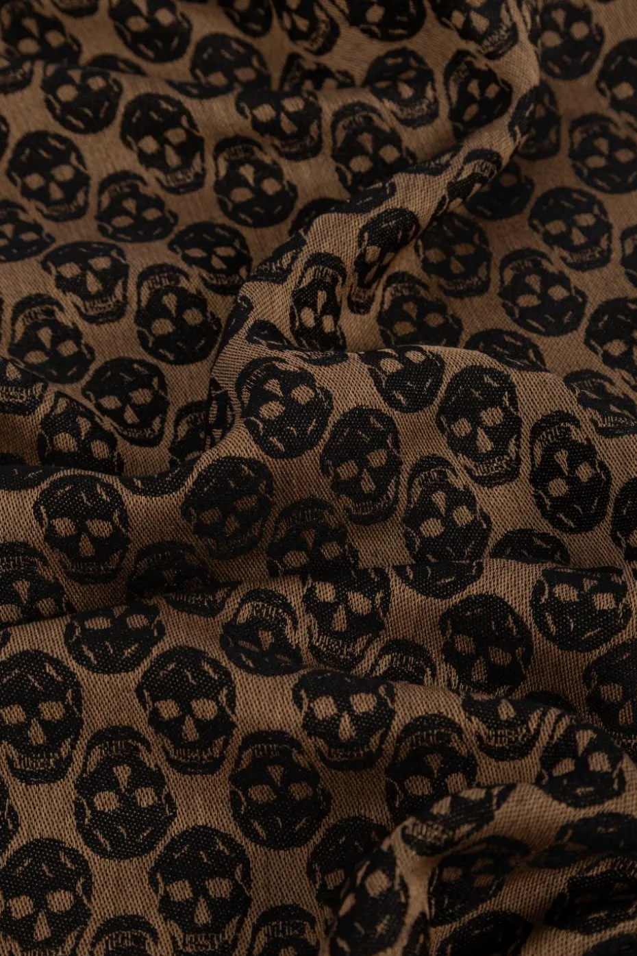 Alexander McQueen BRĄZOWY Szal z charakterystycznym motywem czaszki