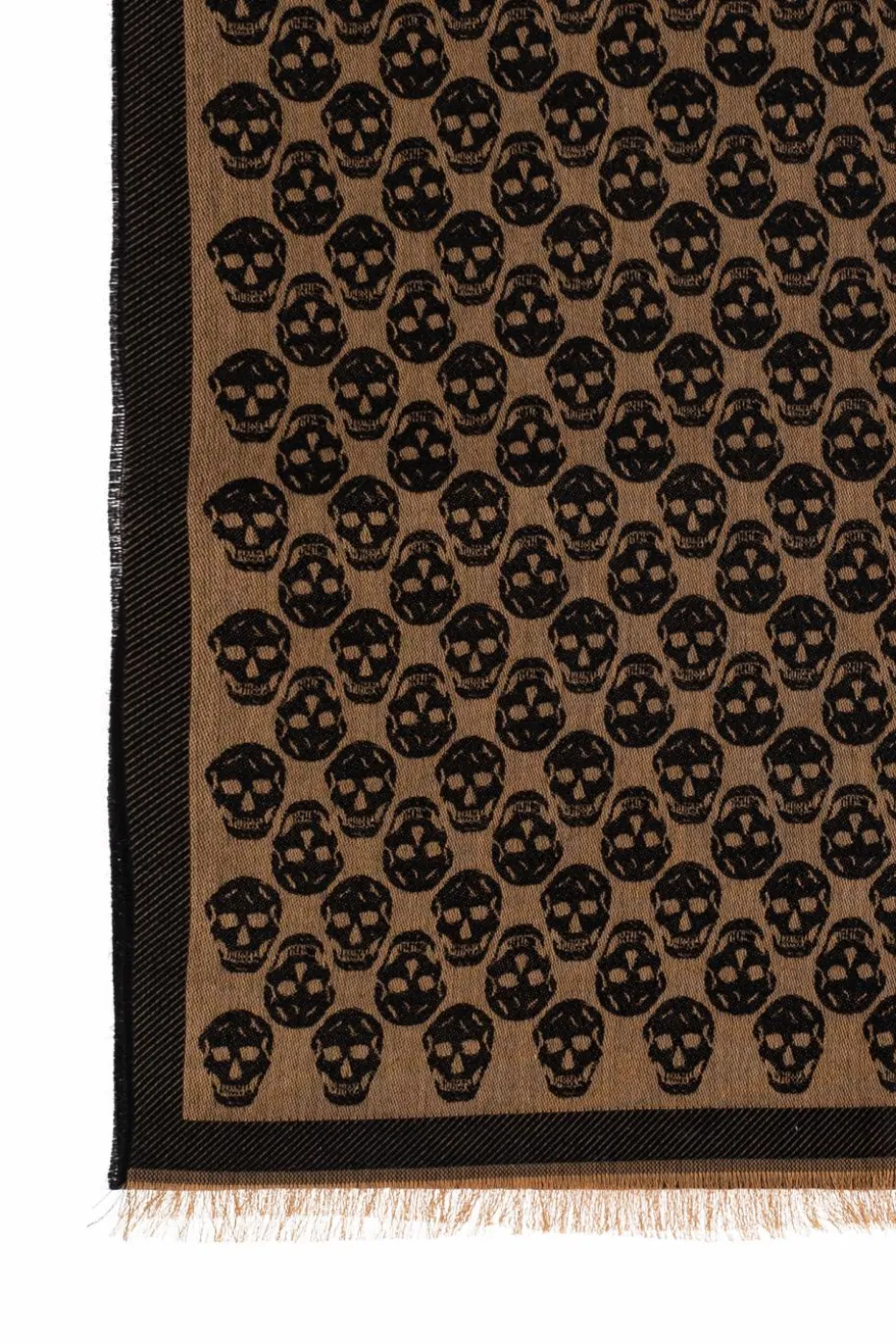 Alexander McQueen BRĄZOWY Szal z charakterystycznym motywem czaszki