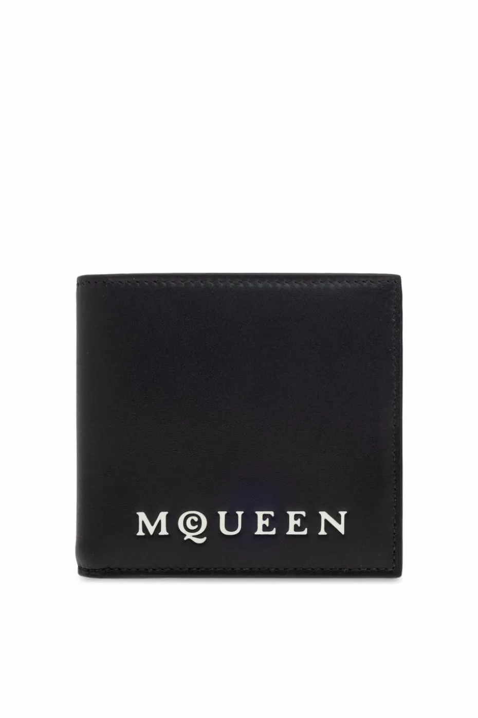 Alexander McQueen CZARNY Skórzany portfel z nadrukowanym logo