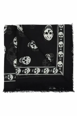 Alexander McQueen CZARNY Szal z logo