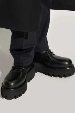 Alexander McQueen CZARNY Skórzane buty na platformie