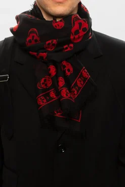 Alexander McQueen CZARNY Szal z logo