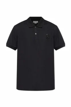 Alexander McQueen CZARNY Polo z połyskująca aplikacją