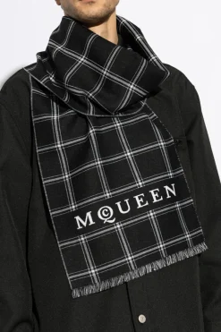 Alexander McQueen CZARNY Wełniany szal