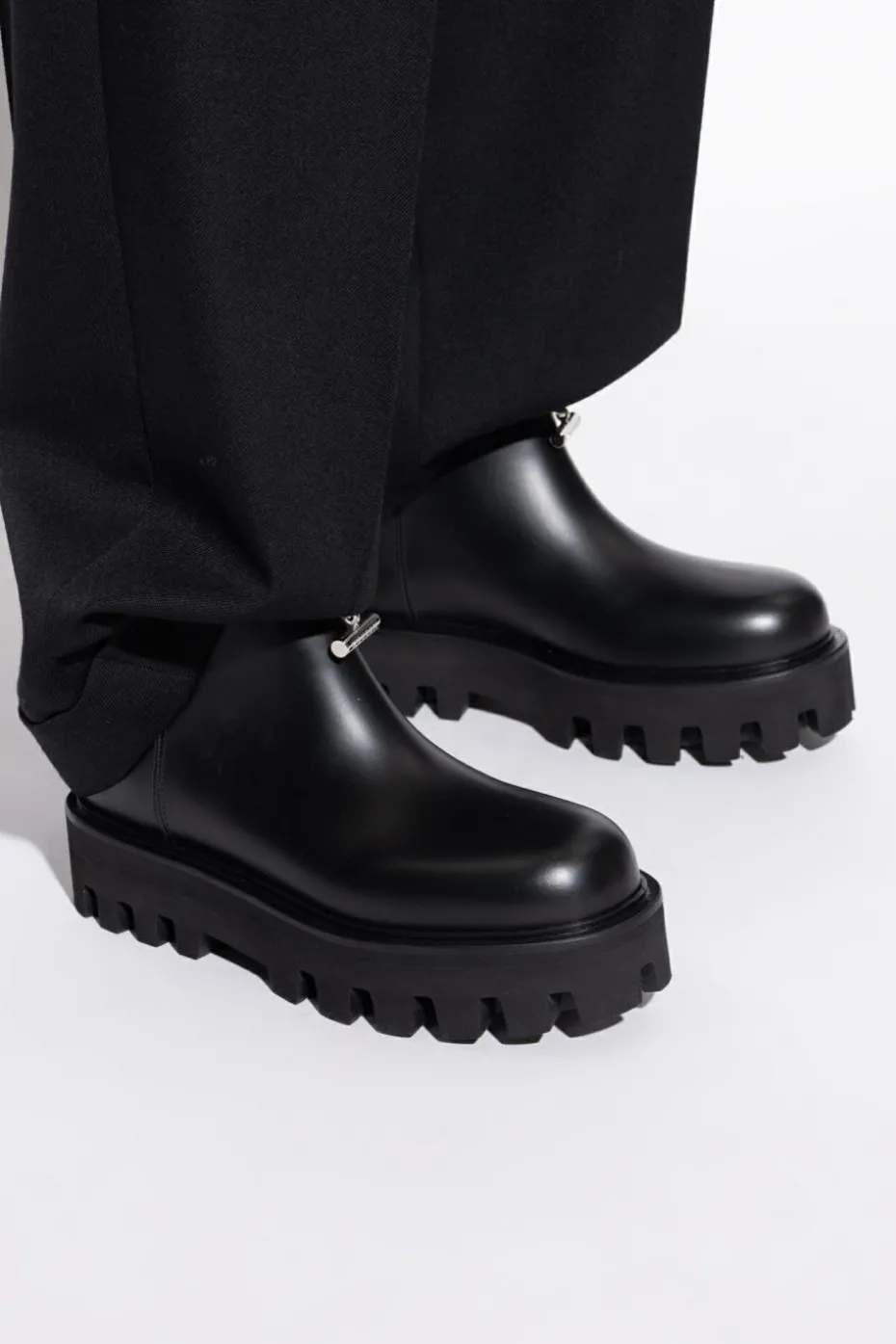 Alexander McQueen CZARNY Skórzane buty na platformie