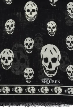 Alexander McQueen CZARNY SZAL Z MOTYWEM CZASZEK