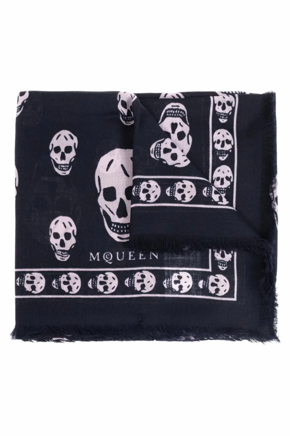 Alexander McQueen CZARNY Wełniany szal z logo