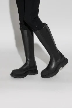 Alexander McQueen CZARNY Skórzane kozaki