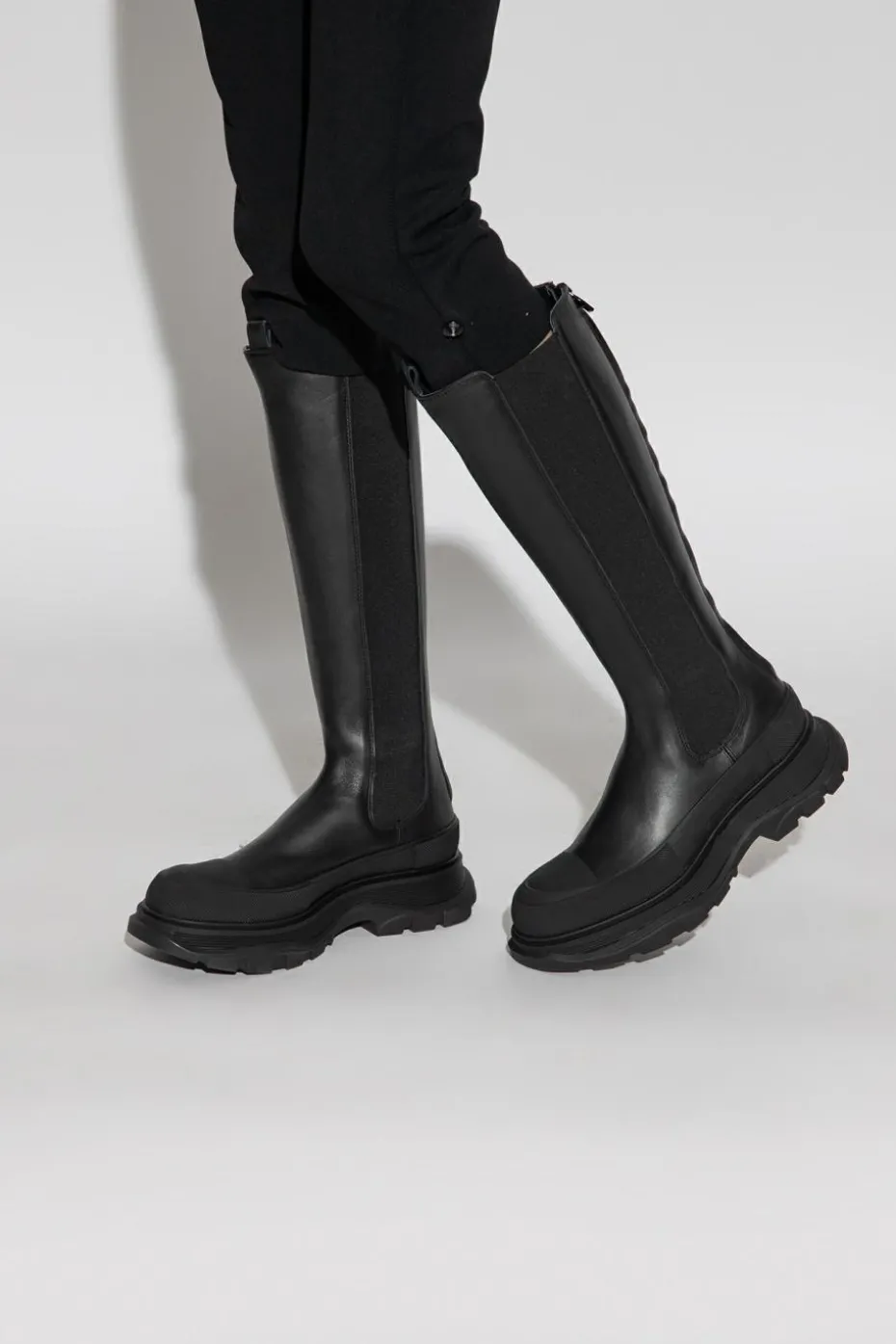 Alexander McQueen CZARNY Skórzane kozaki
