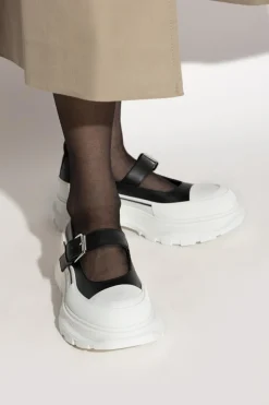 Alexander McQueen CZARNY Skórzane buty z logo