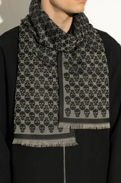 Alexander McQueen CZARNY Szal z charakterystycznym motywem czaszki