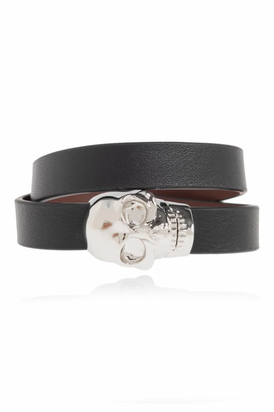 Alexander McQueen CZARNY Skórzana bransoleta