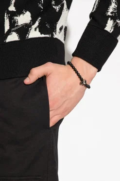Alexander McQueen CZARNY Bransoleta z obsydianu