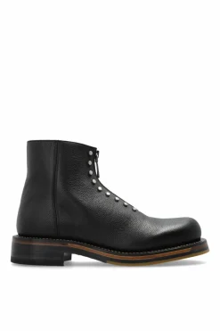 Alexander McQueen CZARNY Skórzane buty za kostkę z ćwiekami