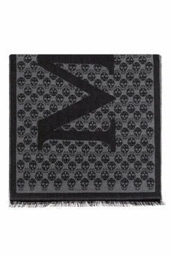 Alexander McQueen CZARNY Szal z charakterystycznym motywem czaszki