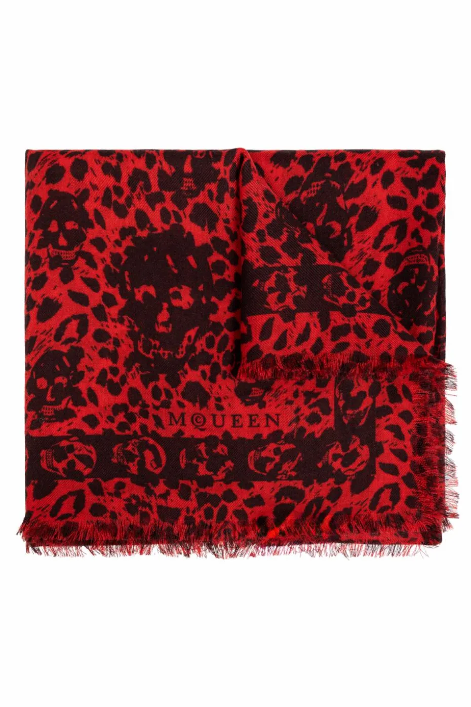 Alexander McQueen CZERWONY Wełniana chusta