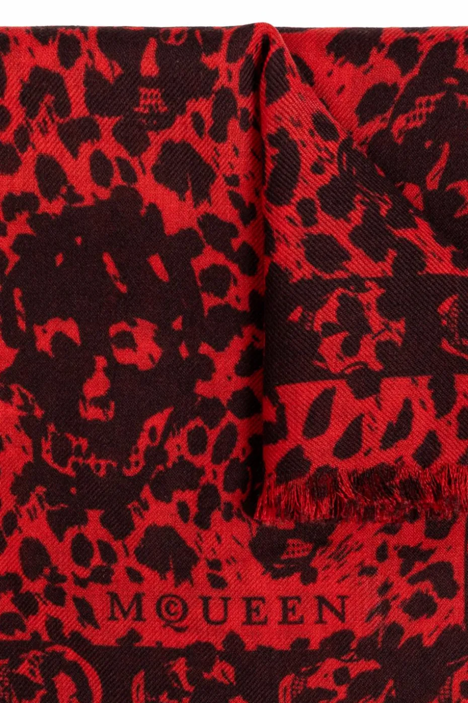 Alexander McQueen CZERWONY Wełniana chusta
