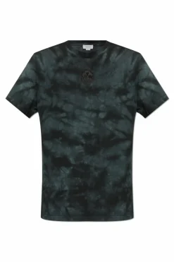 Alexander McQueen GRANATOWY T-shirt z efektem `Tie dye`