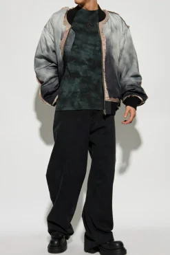 Alexander McQueen GRANATOWY T-shirt z efektem `Tie dye`