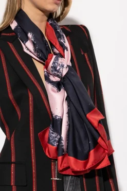 Alexander McQueen GRANATOWY Jedwabna chusta