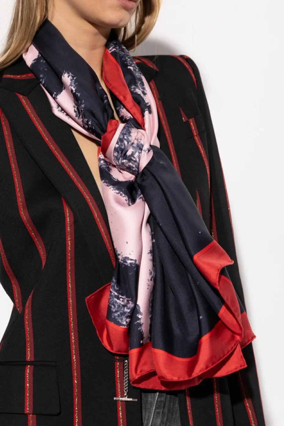 Alexander McQueen GRANATOWY Jedwabna chusta