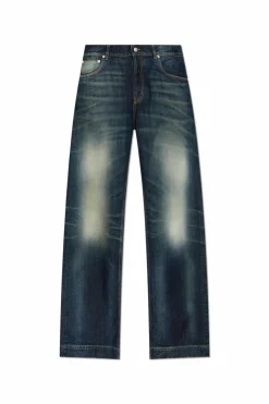 Alexander McQueen GRANATOWY Jeansy z efektem `vintage`