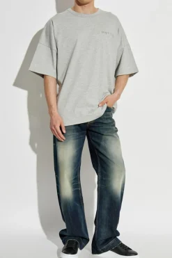 Alexander McQueen GRANATOWY Jeansy z efektem `vintage`